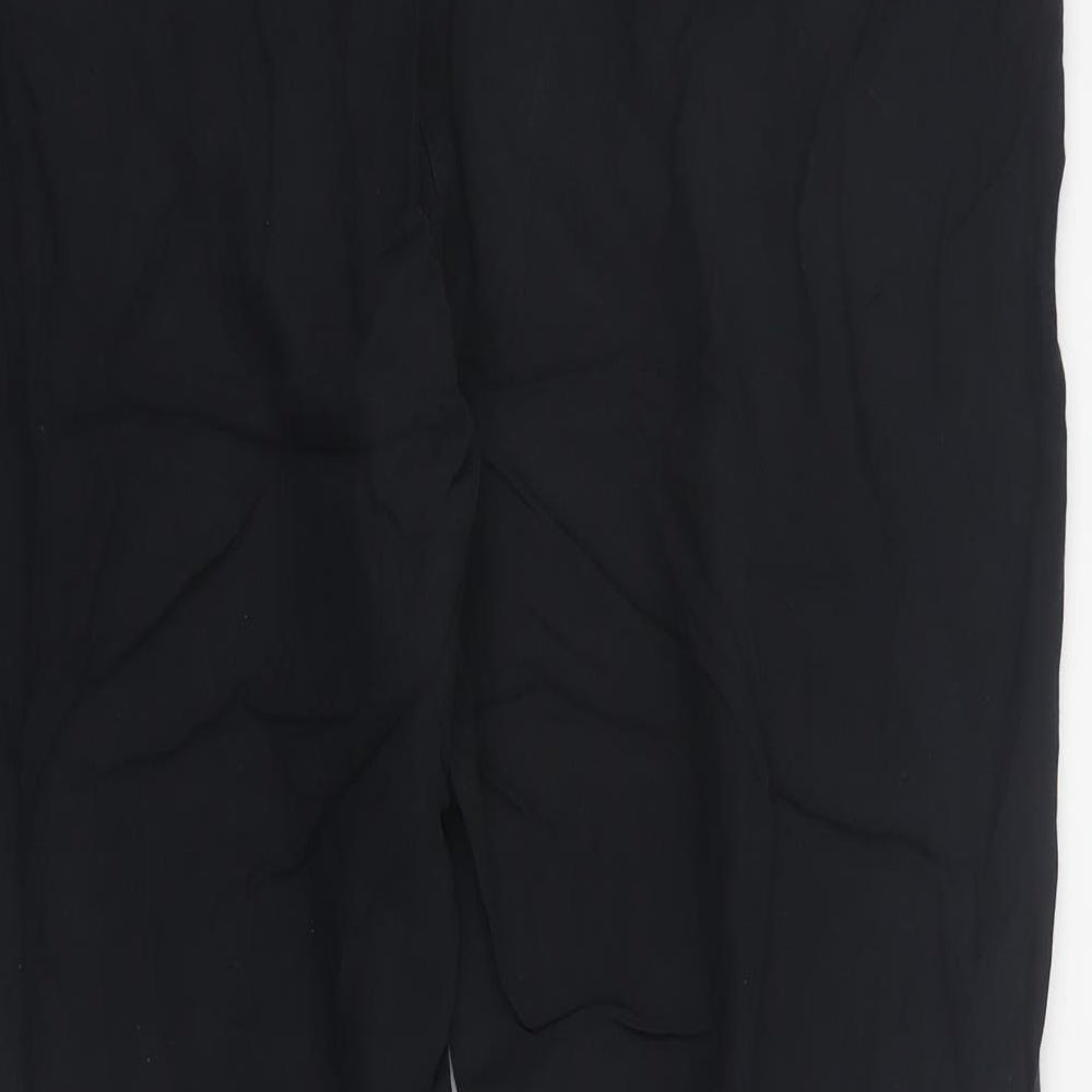 Per Una Womens Black  Lyocell Cropped Trousers Size 16 L28 in Regular Drawstring