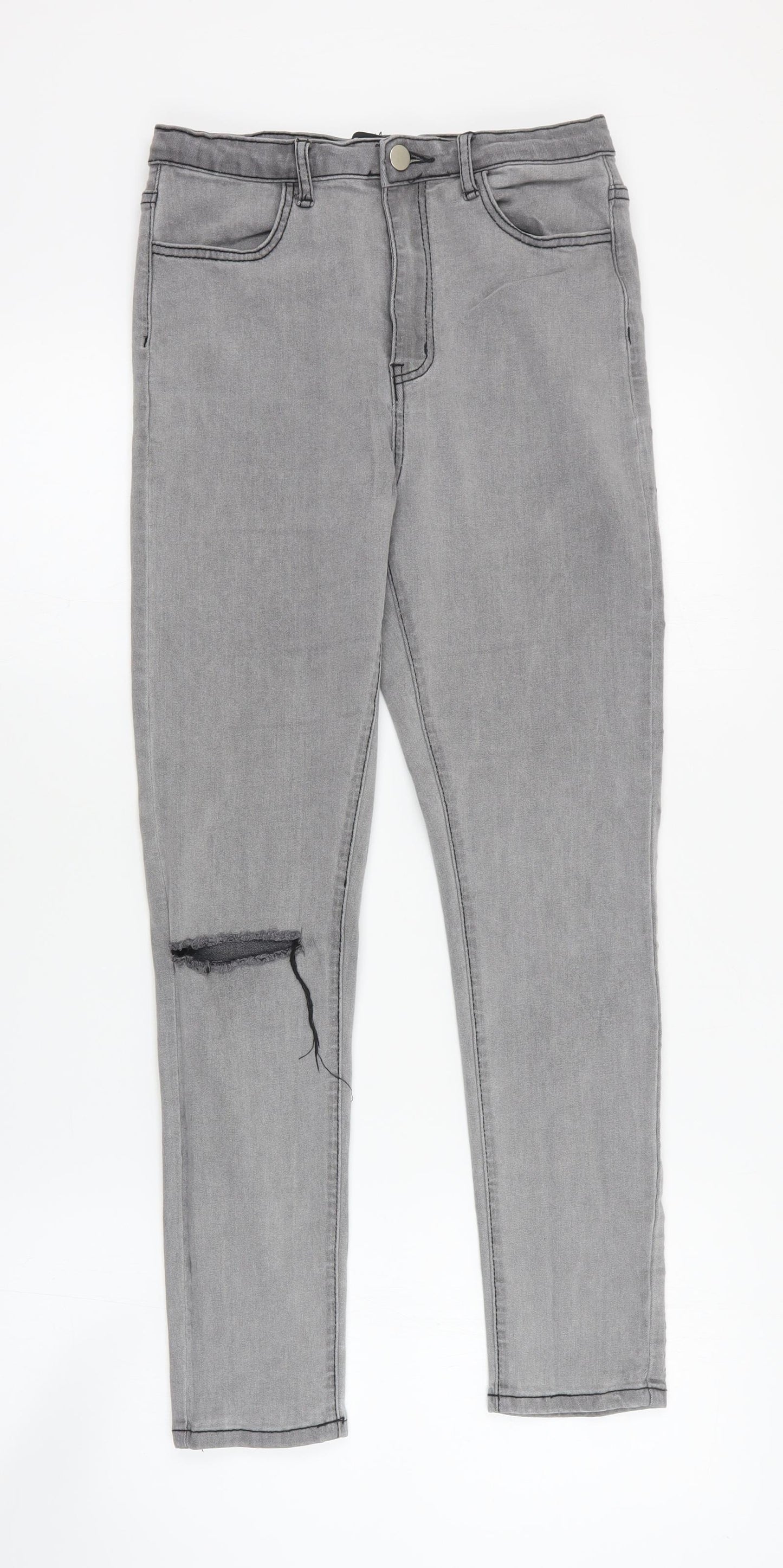 In the Style Womens Grey  Cotton Skinny Jeans Size 12 L26 in Regular Zip