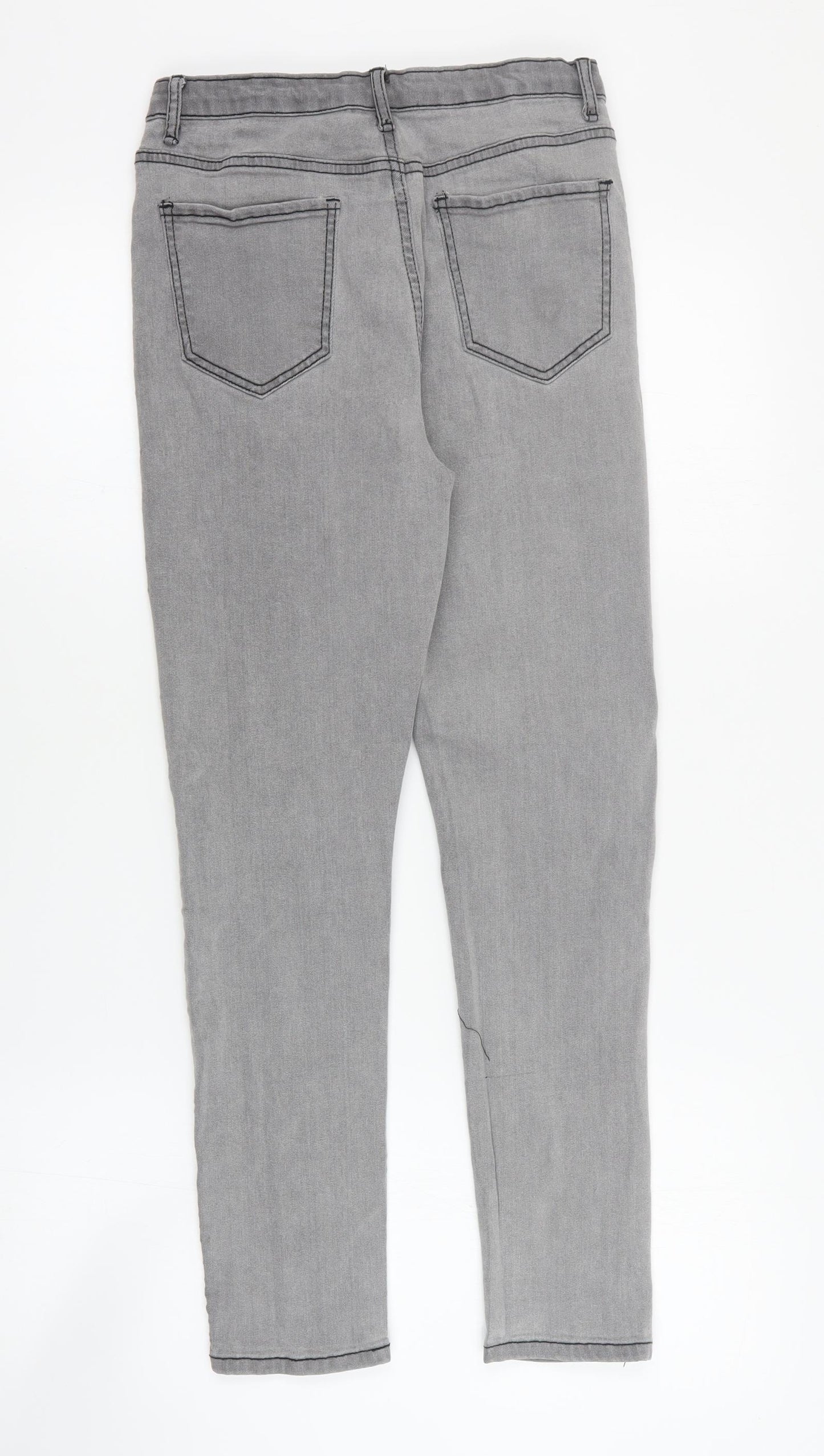 In the Style Womens Grey  Cotton Skinny Jeans Size 12 L26 in Regular Zip