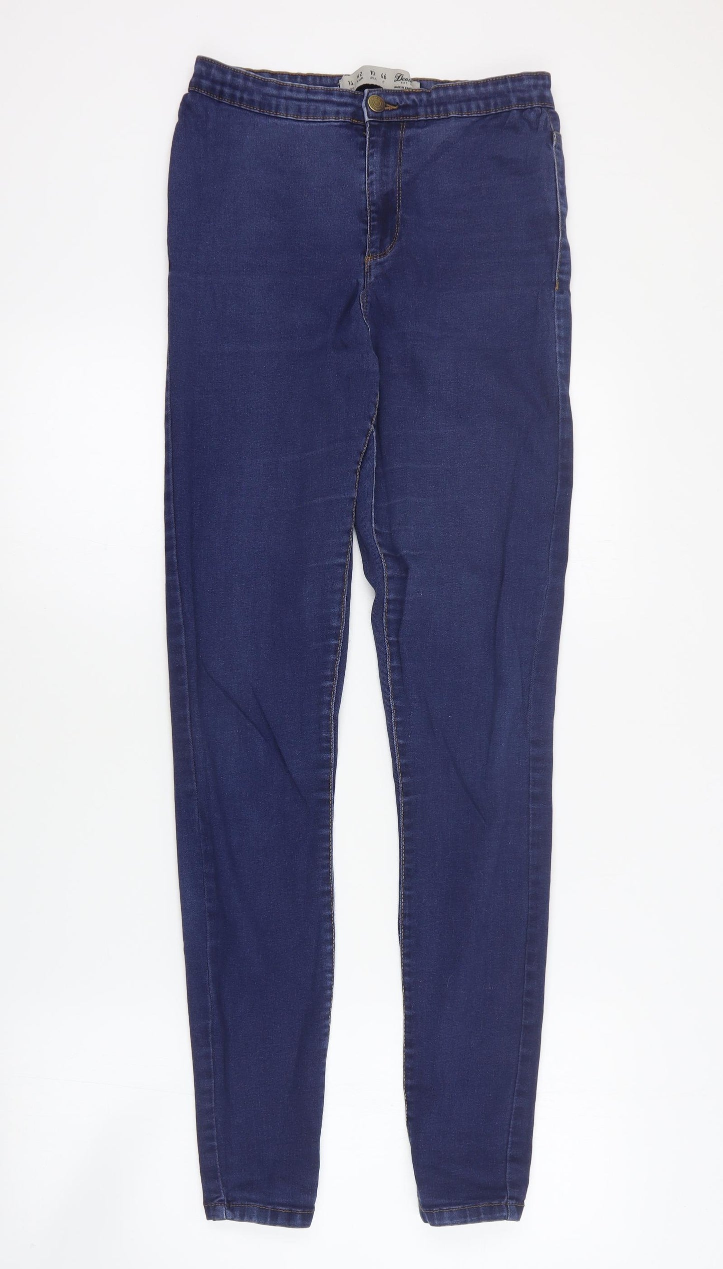 Primark Womens Blue  Cotton Skinny Jeans Size 14 L30 in Regular Zip