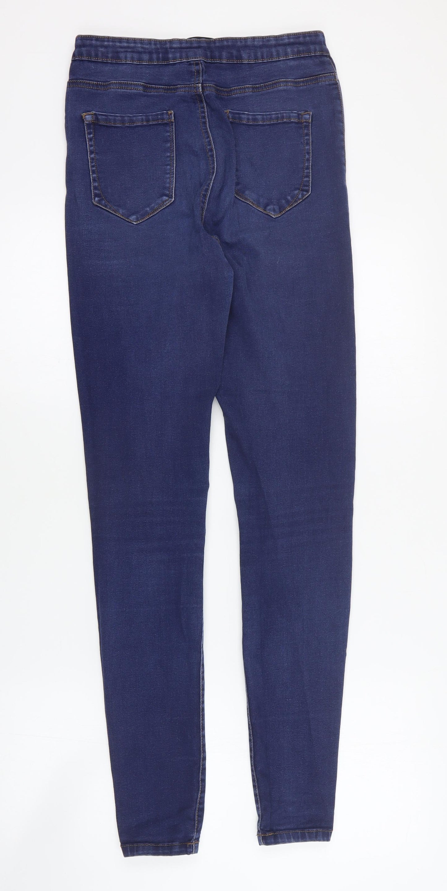 Primark Womens Blue  Cotton Skinny Jeans Size 14 L30 in Regular Zip