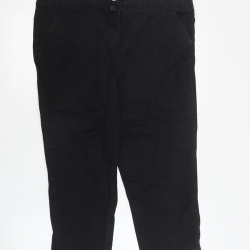 George Womens Black  Cotton Cropped Trousers Size 18 L22 in Regular Zip