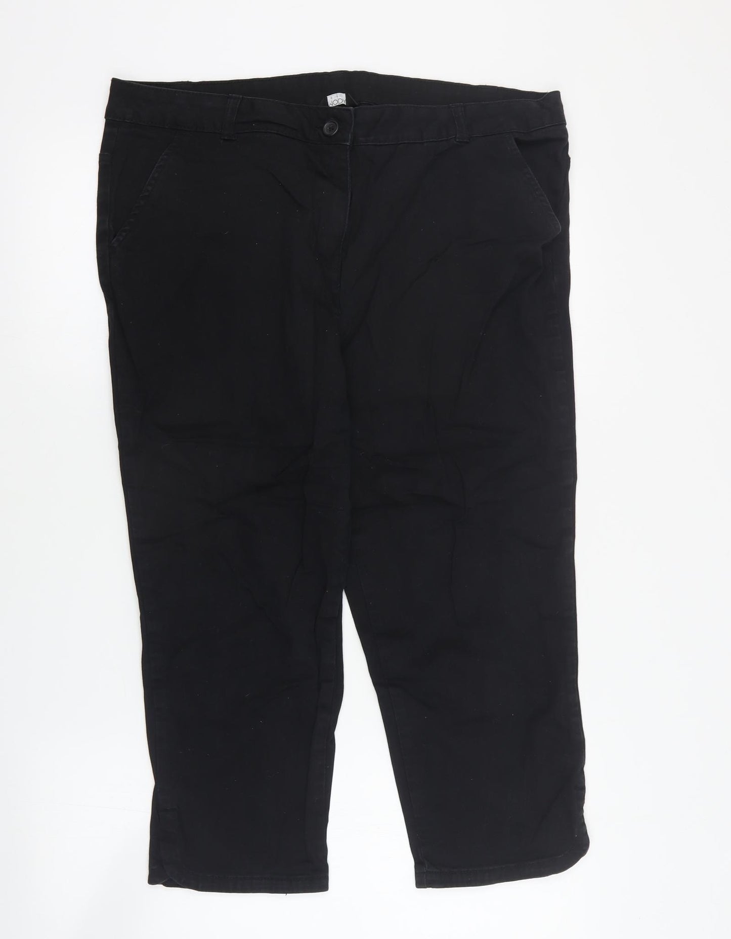 George Womens Black  Cotton Cropped Trousers Size 18 L22 in Regular Zip