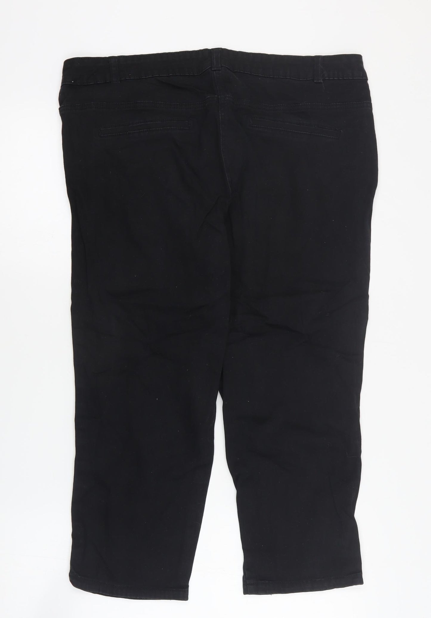 George Womens Black  Cotton Cropped Trousers Size 18 L22 in Regular Zip
