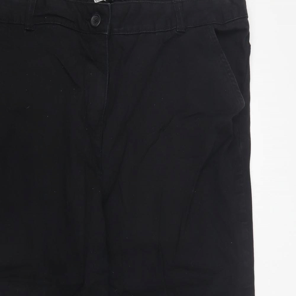 George Womens Black  Cotton Cropped Trousers Size 18 L22 in Regular Zip