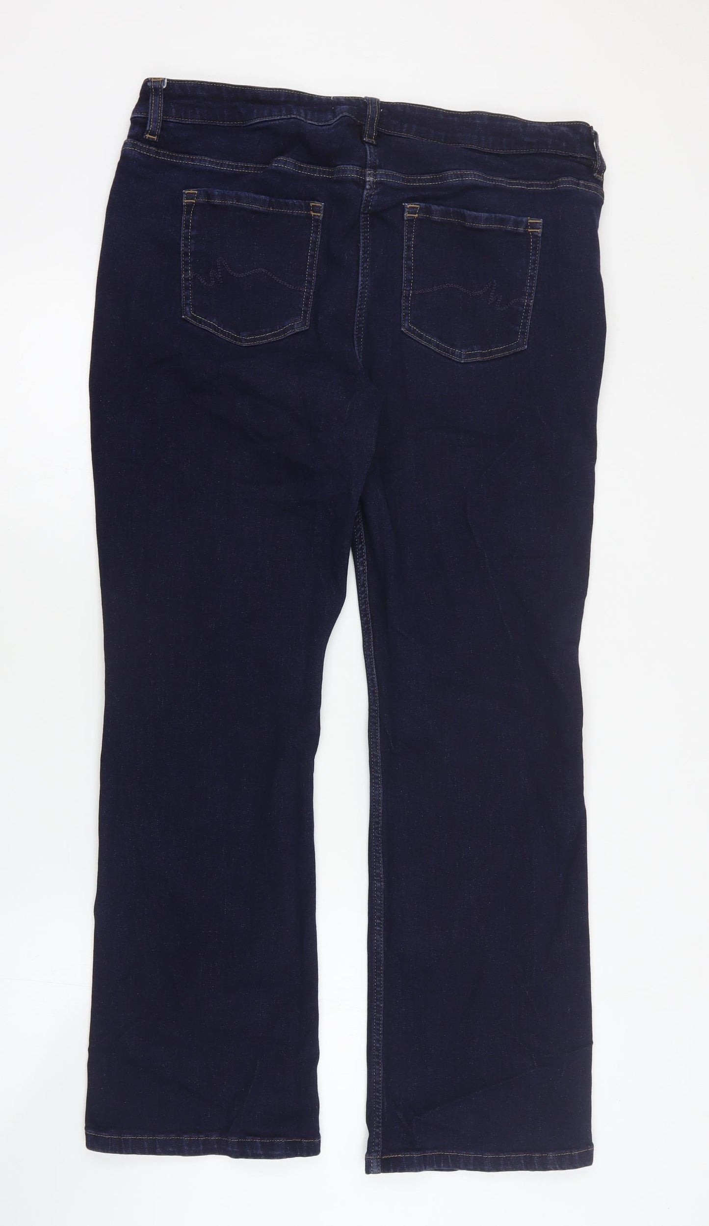 NEXT Womens Blue  Cotton Bootcut Jeans Size 18 L30 in Regular Zip