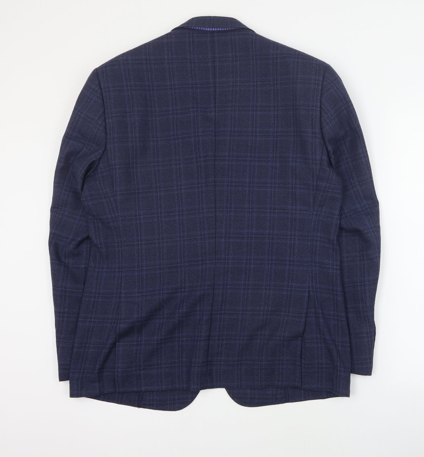 Skopes Mens Blue Plaid Wool Jacket Suit Jacket Size L