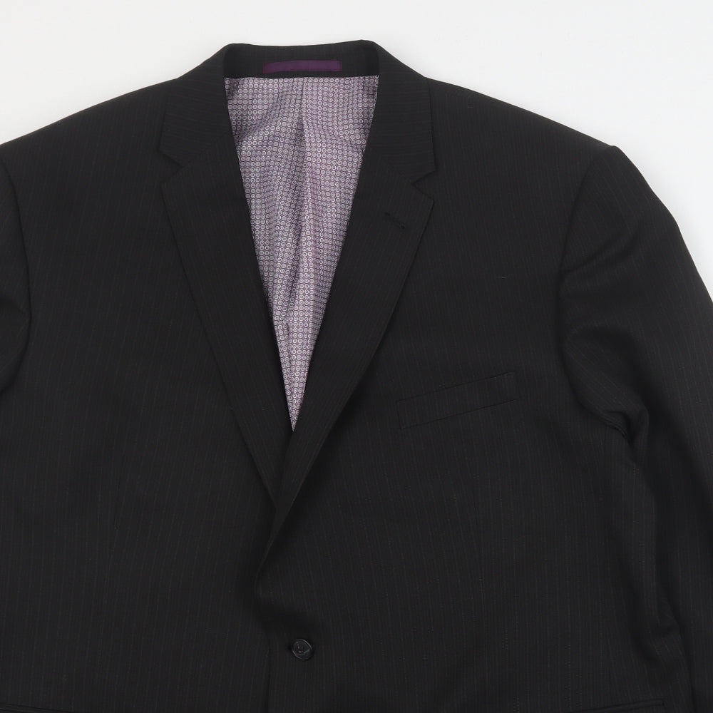 Taylor & Wright Mens Black Striped Polyester Jacket Suit Jacket Size L
