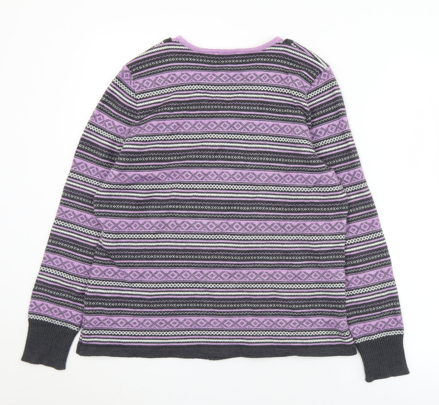 Siegel Womens Purple Round Neck Geometric Wool Pullover Jumper Size 16