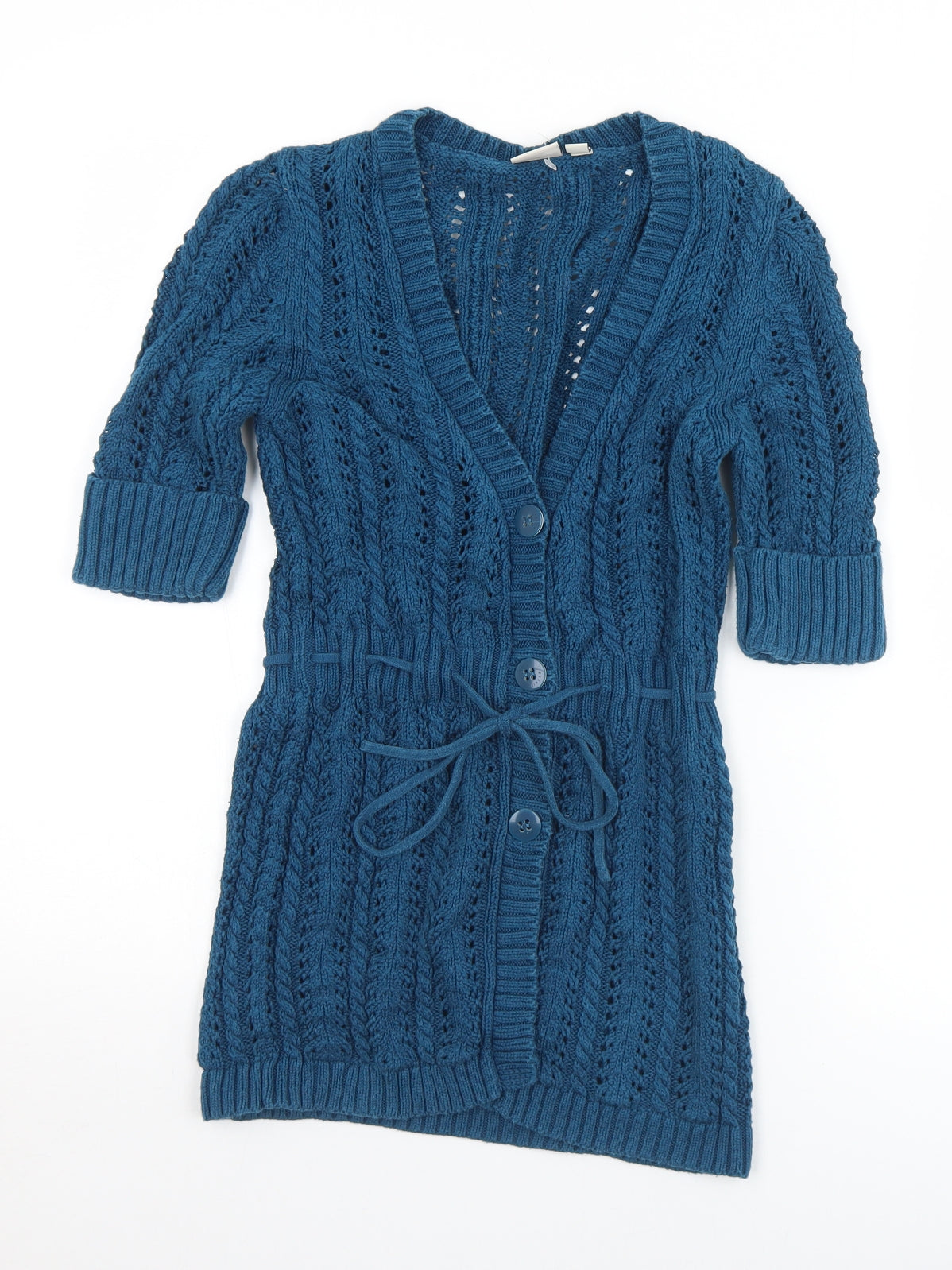 Esprit Womens Blue V-Neck  Acrylic Tunic Jumper Size S