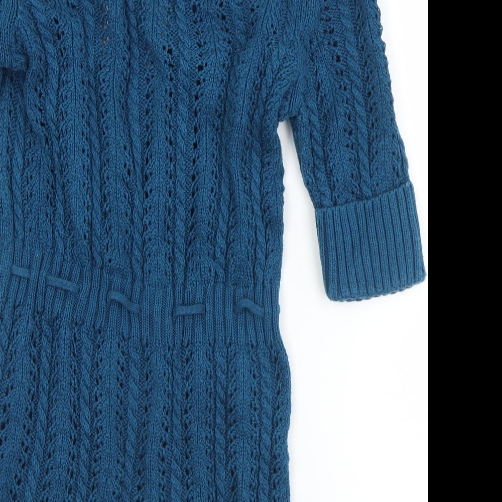 Esprit Womens Blue V-Neck  Acrylic Tunic Jumper Size S