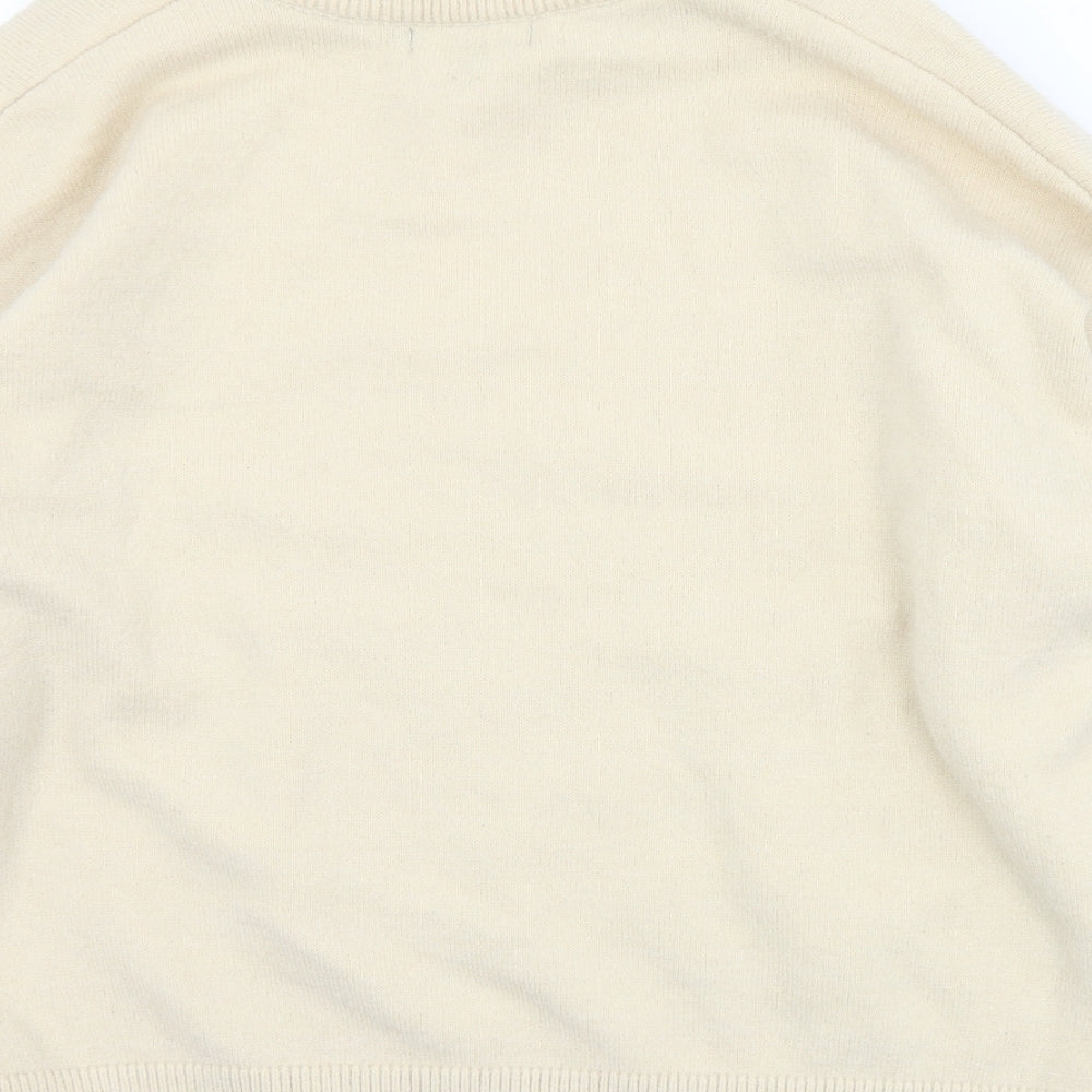 Motel Mens Beige Collared  Acrylic Pullover Jumper Size M