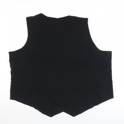 Preworn Womens Black  Viscose Basic Button-Up Size 24 Scoop Neck