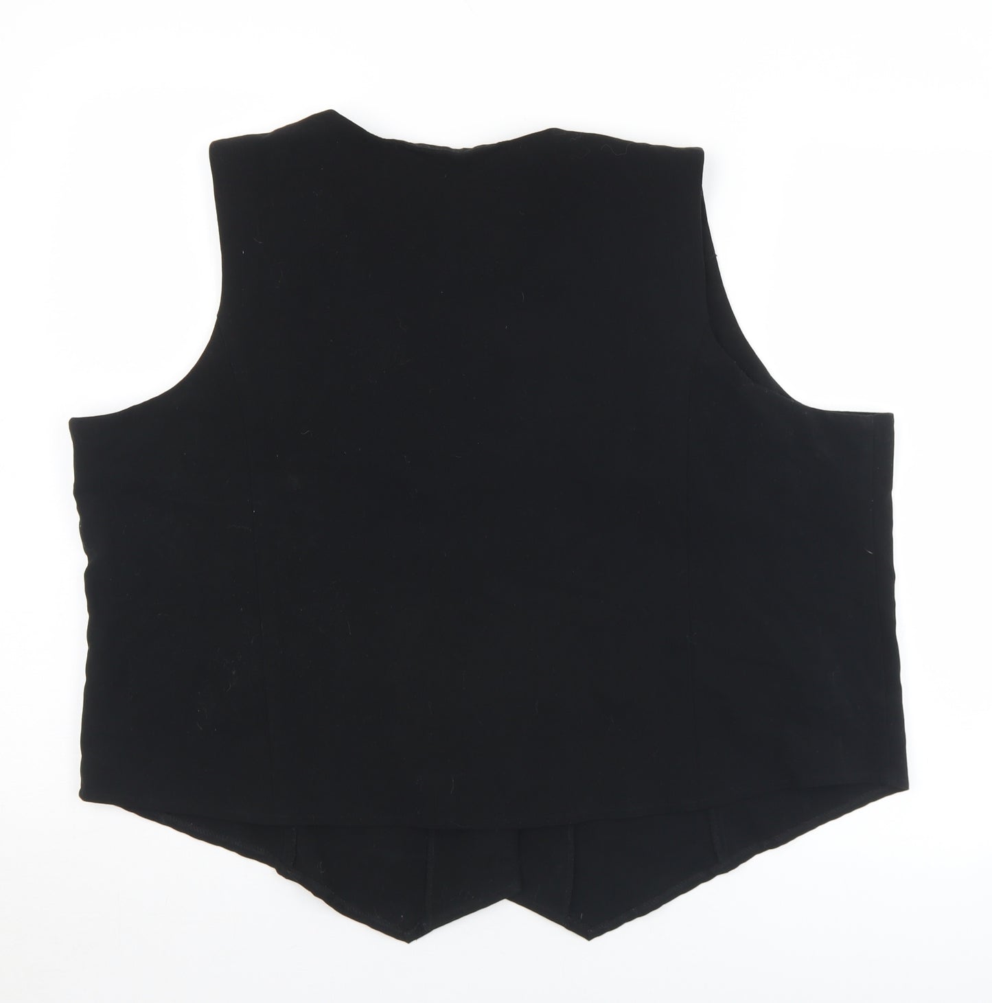 Preworn Womens Black  Viscose Basic Button-Up Size 24 Scoop Neck