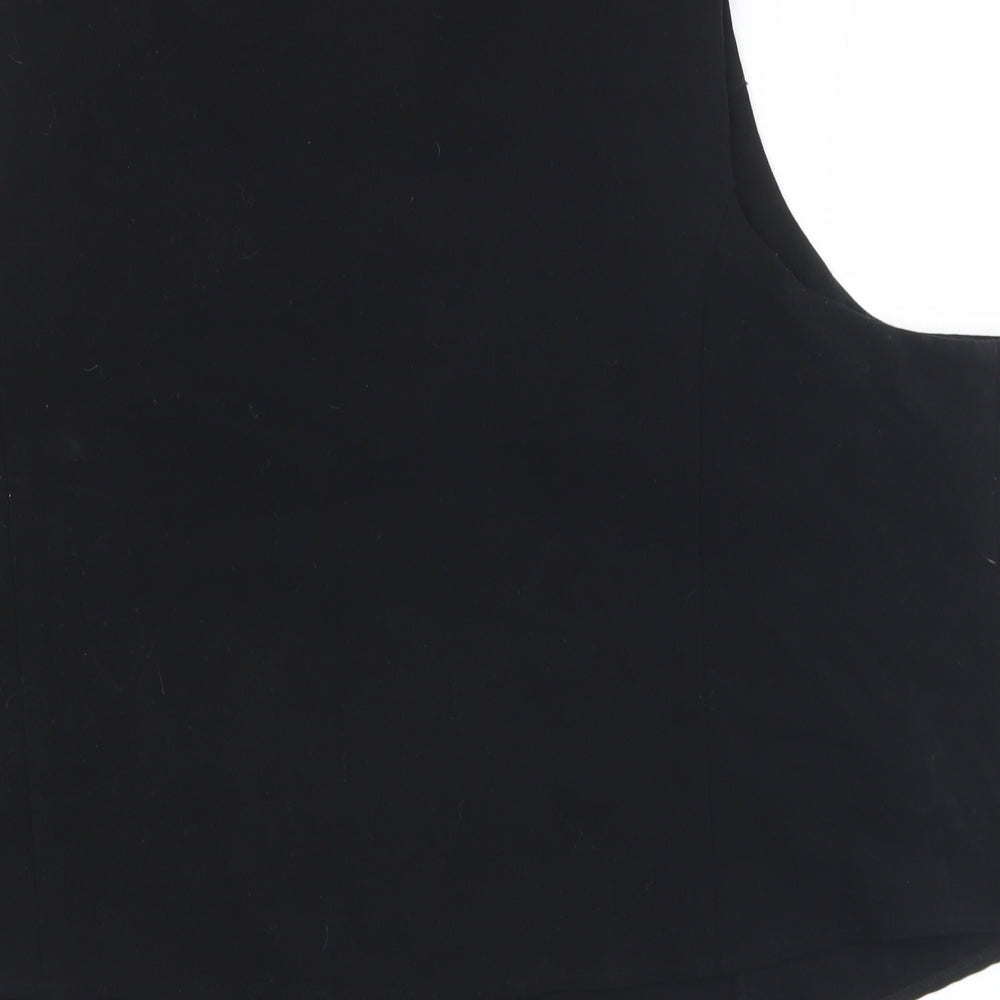 Preworn Womens Black  Viscose Basic Button-Up Size 24 Scoop Neck