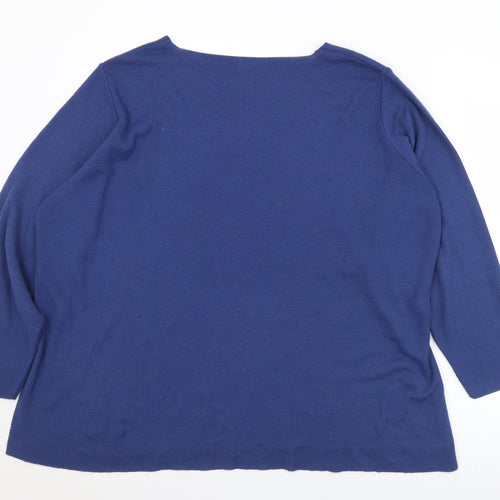 Marks and Spencer Womens Blue Boat Neck  Acrylic Pullover Jumper Size 20