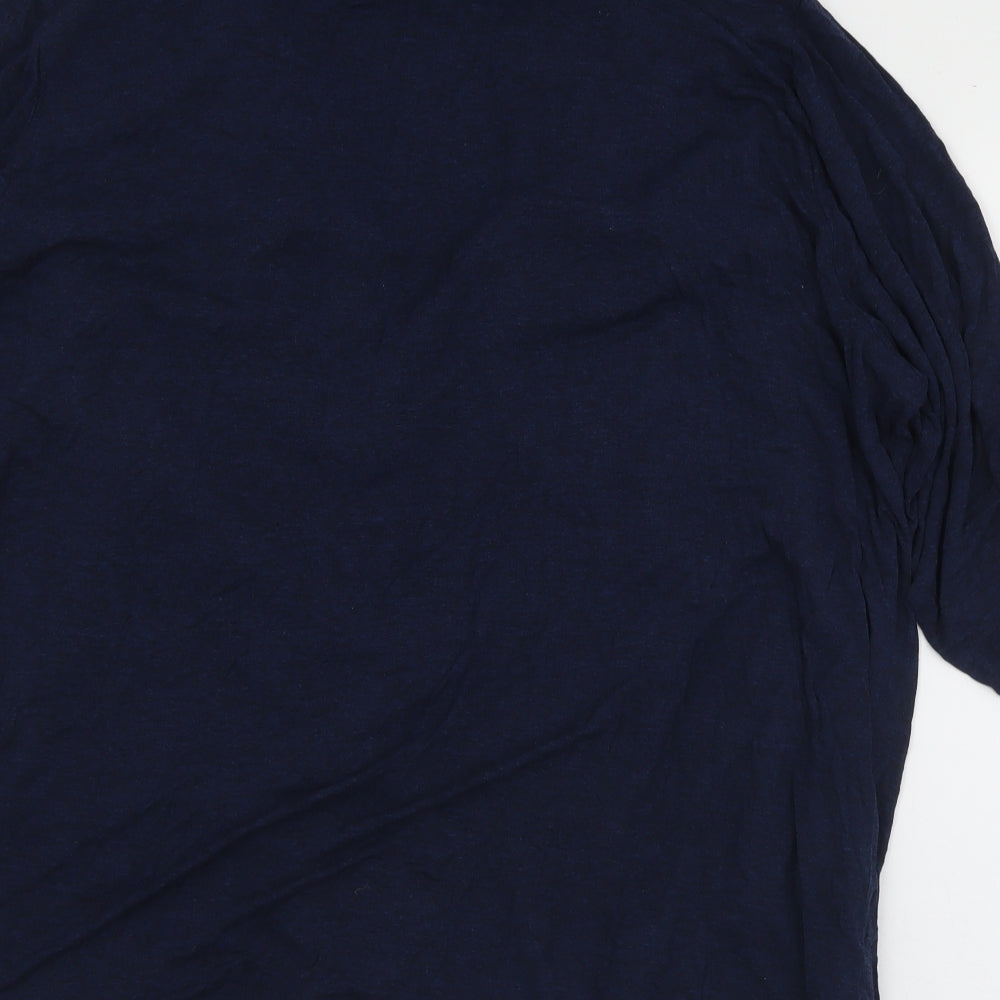 Evans Womens Blue Striped Viscose Jersey Button-Up Size 28 Collared