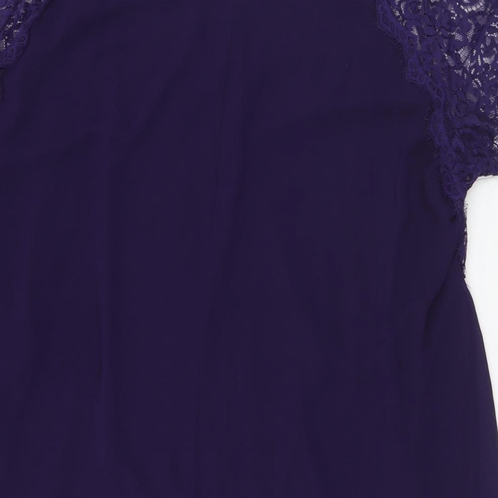 Yours Womens Purple  Polyester A-Line  Size 30  Round Neck Button - 30/32