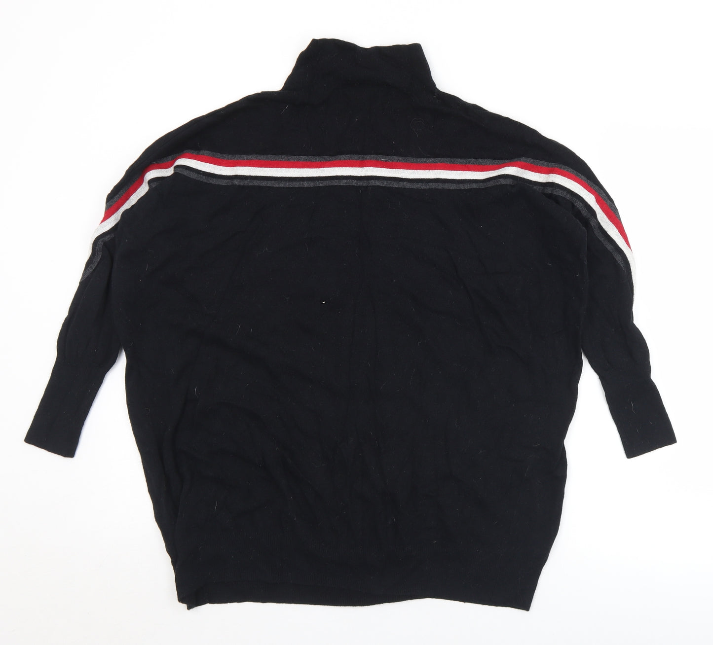 Mini Velvet Womens Black Mock Neck Striped Cotton Pullover Jumper Size XS