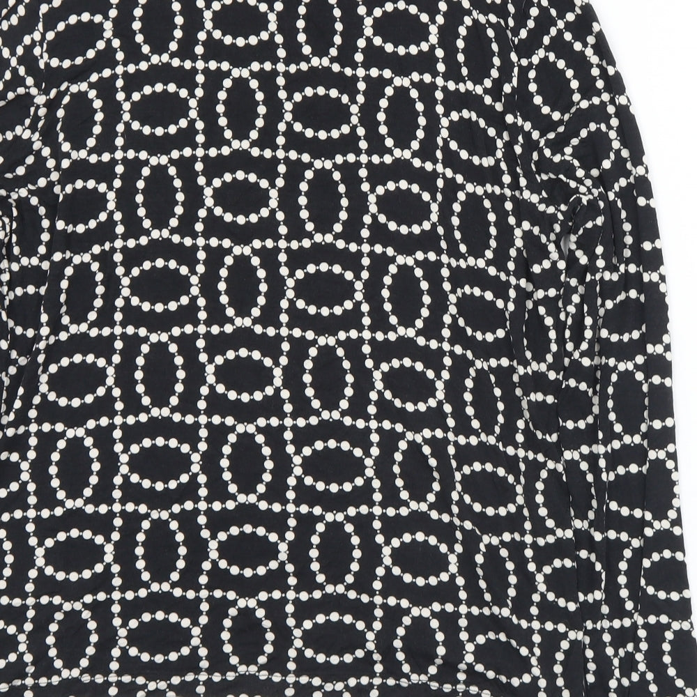 H&M Womens Black Geometric Modal Basic T-Shirt Size XL Roll Neck