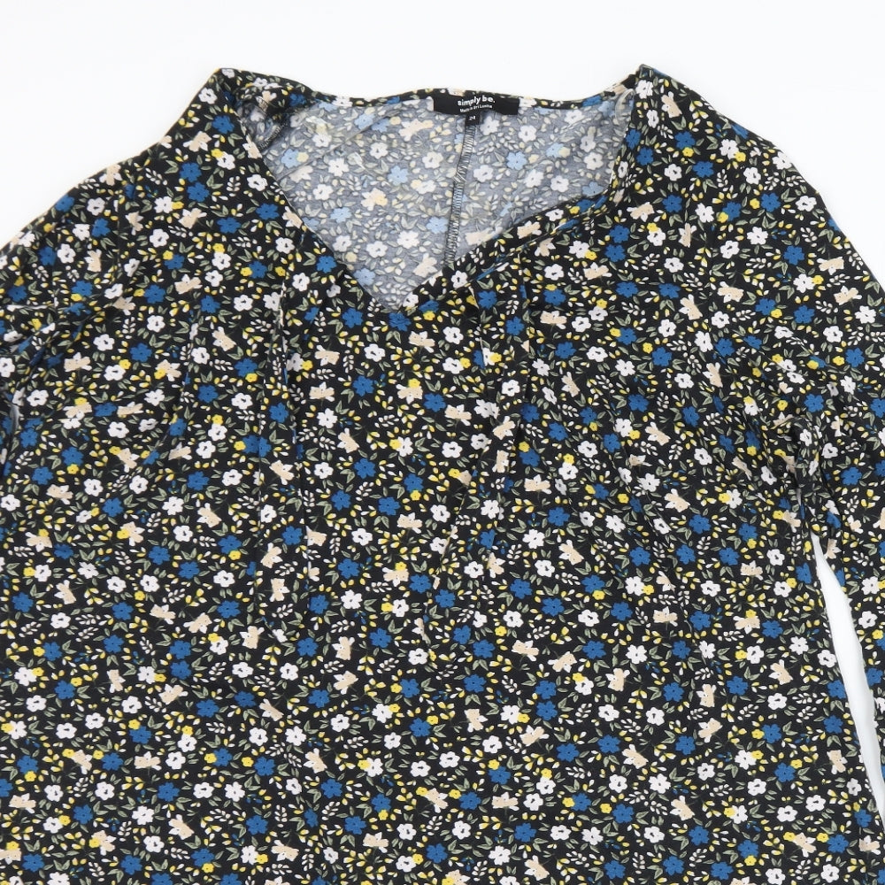 Simply Be Womens Multicoloured Floral Polyester A-Line  Size 24  V-Neck