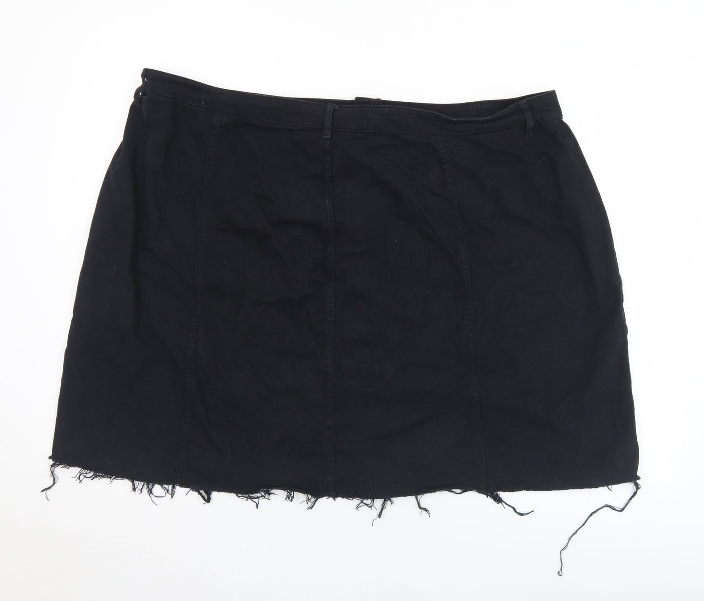 New Look Womens Black  Cotton Straight & Pencil Skirt Size 24   Button