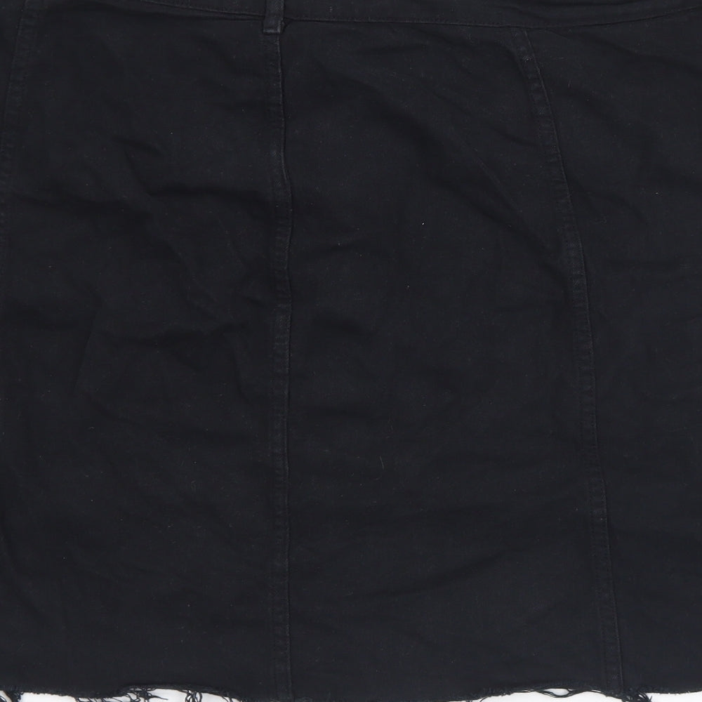 New Look Womens Black  Cotton Straight & Pencil Skirt Size 24   Button