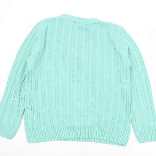 Pure & Natural Womens Green Crew Neck  Acrylic Pullover Jumper Size S   - S/M