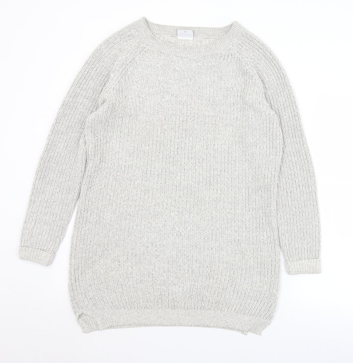 Noisy may Womens Grey Round Neck  Cotton Pullover Jumper Size M