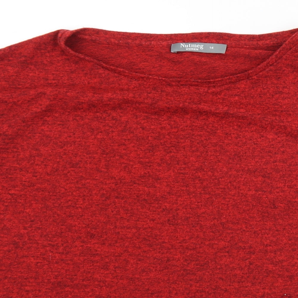 Nutmeg Womens Red Round Neck  Polyester Pullover Jumper Size 16