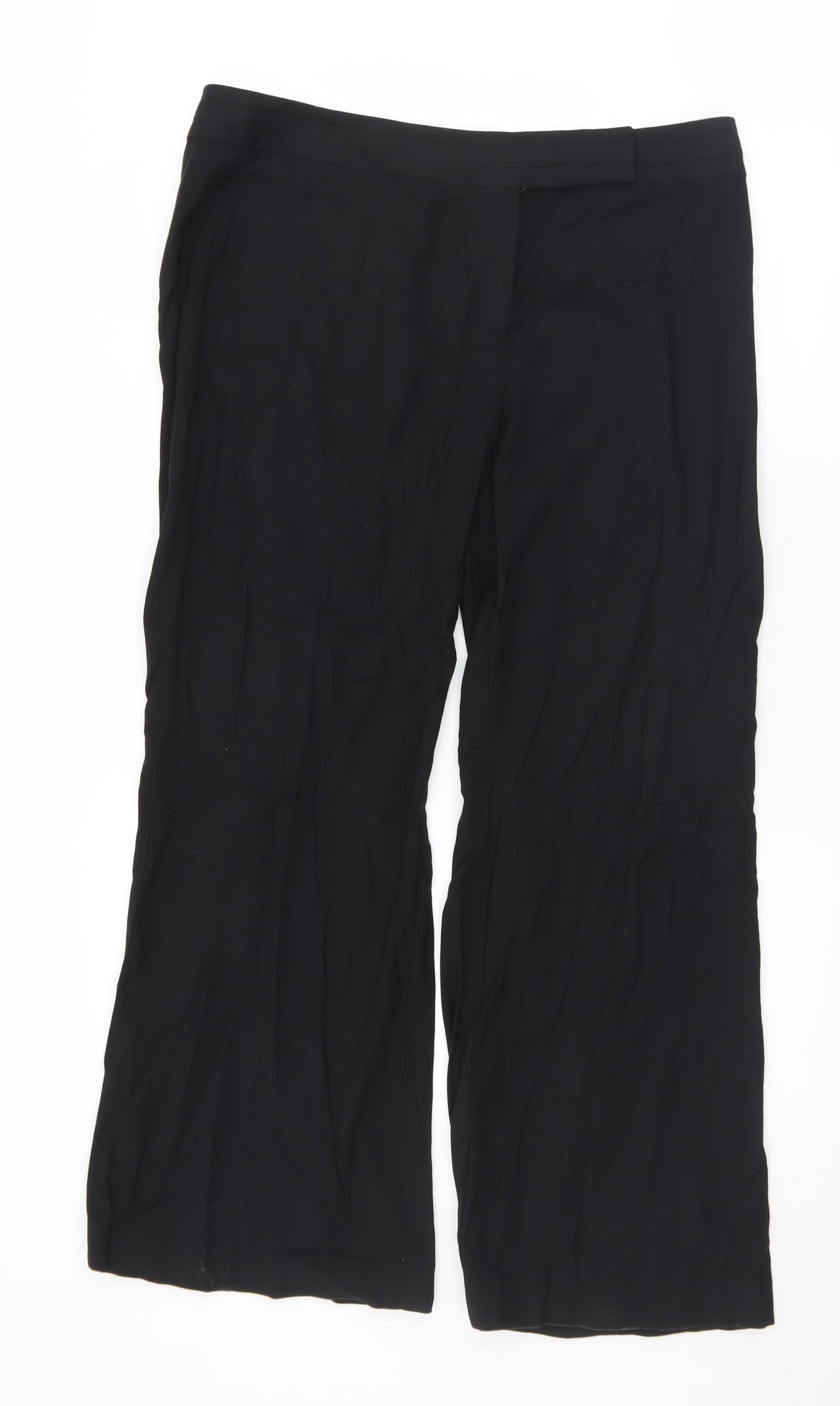 NEXT Womens Black  Polyester Trousers  Size 16 L28 in Regular Button