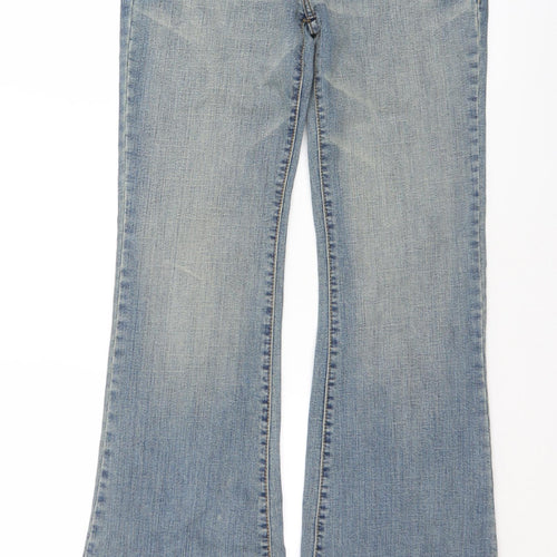 Bay Womens Blue  Cotton Bootcut Jeans Size 14 L32 in Regular Button