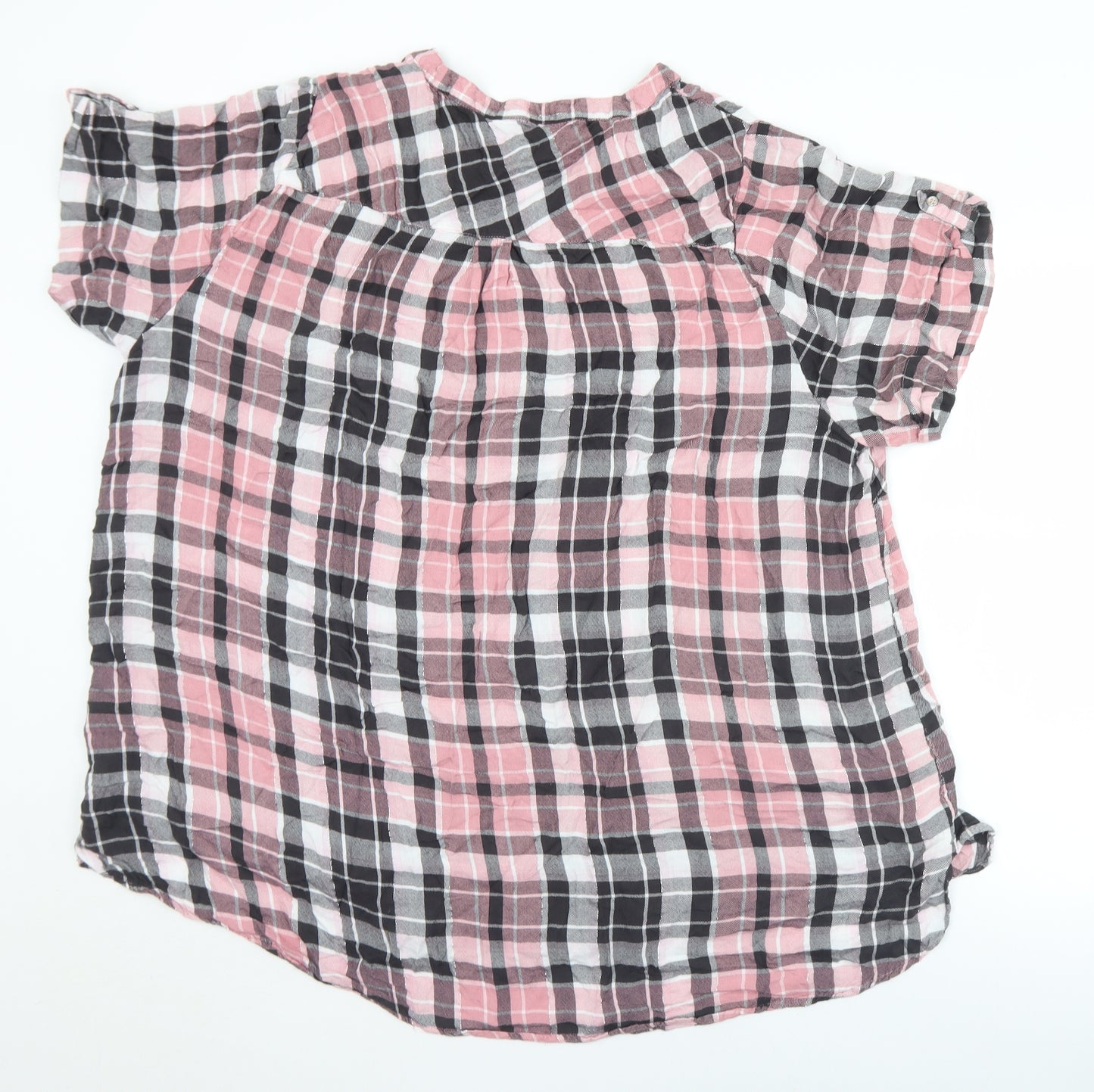 Yours Womens Pink Plaid Viscose Basic Blouse Size 26 Collared - 26/28