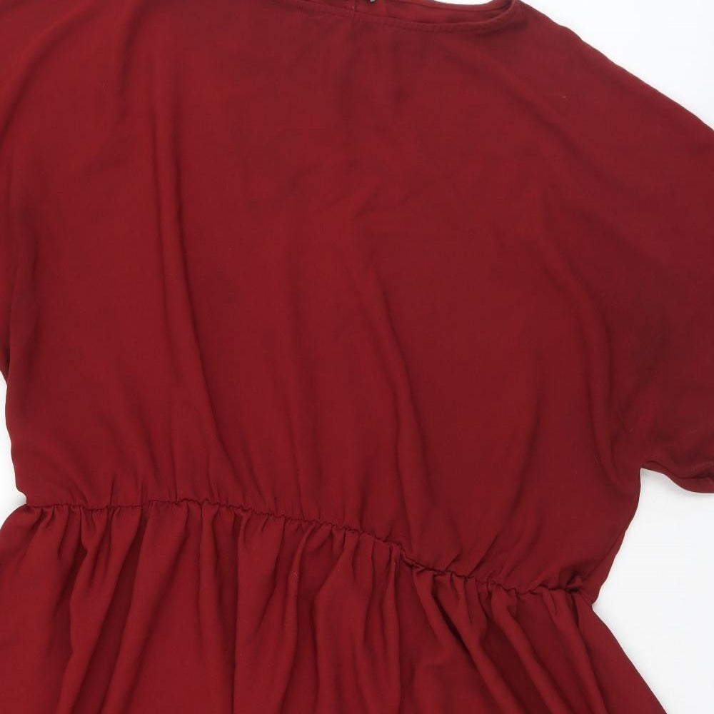 George Womens Red  Polyester Fit & Flare  Size 24  Round Neck