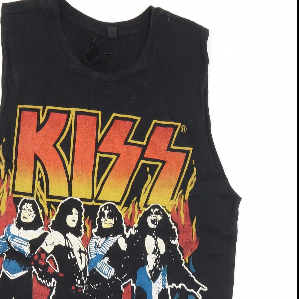 Topshop Womens Multicoloured  Cotton Basic Tank Size 6 Round Neck - Kiss