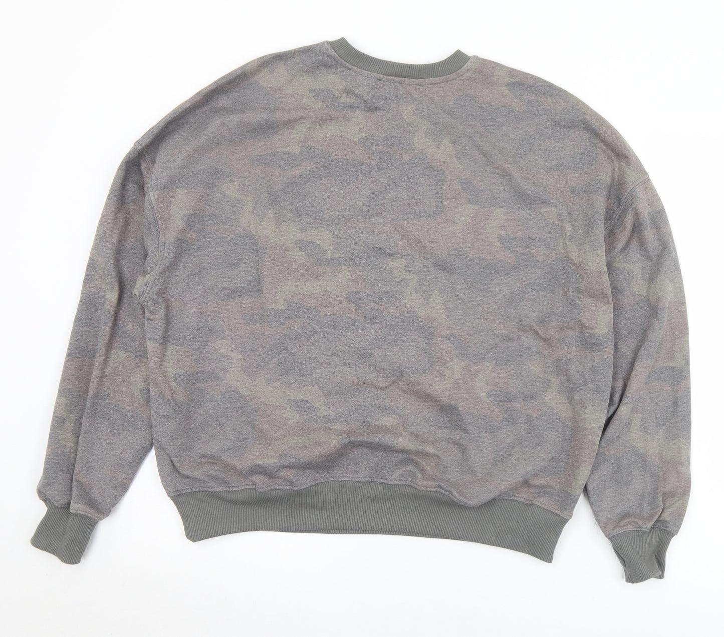 George Mens Grey Camouflage Cotton Pullover Sweatshirt Size S