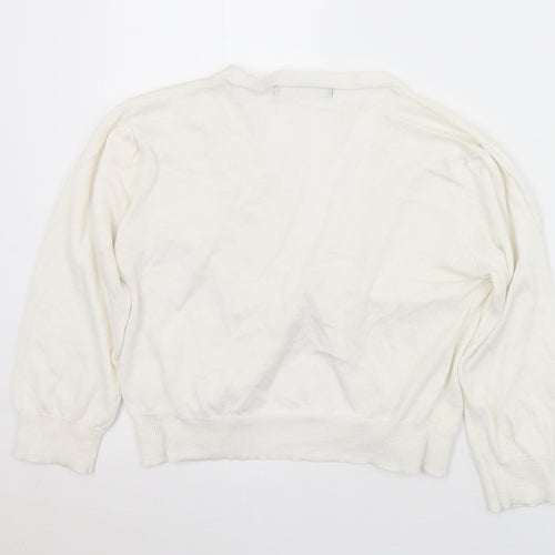 Atmosphere Womens White V-Neck  Acrylic Cardigan Jumper Size 8