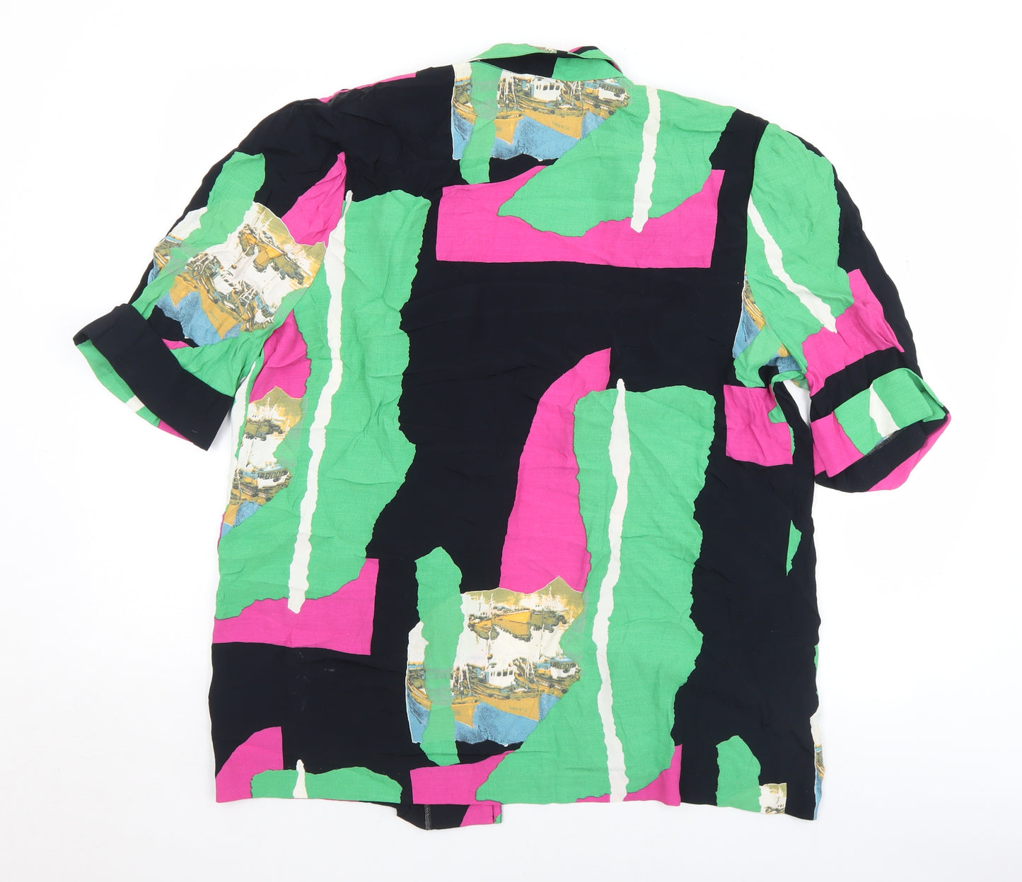 Mandy Marsh Womens Multicoloured Geometric Polyester Wrap Blouse Size 14 Collared