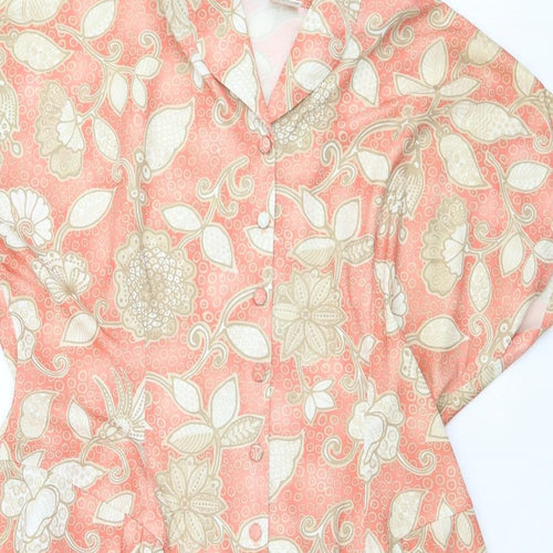 Preworn Womens Orange Floral Polyester Fit & Flare  Size 20  Collared Button