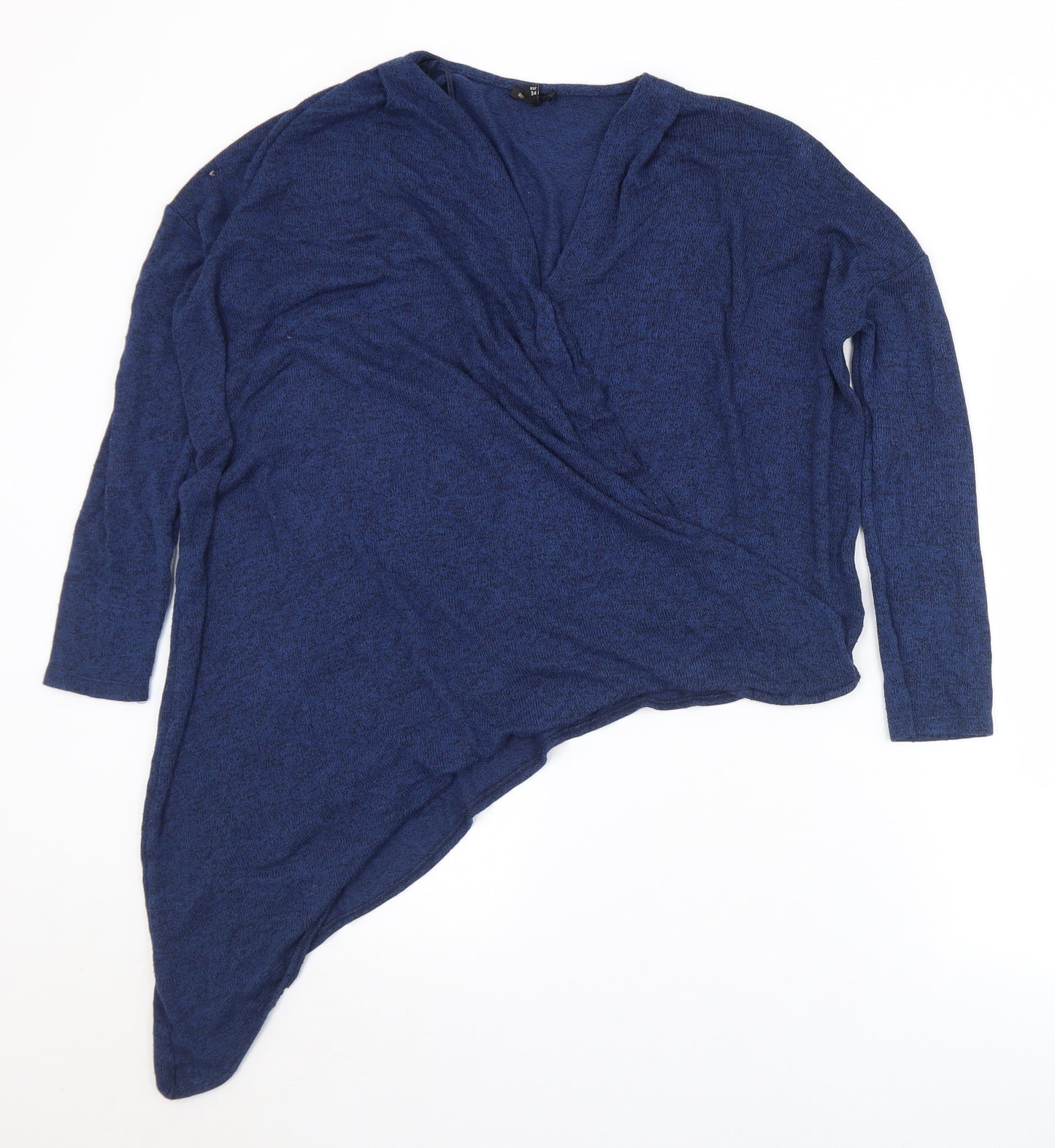 River Island Womens Blue V-Neck  Viscose Wrap Jumper Size 8