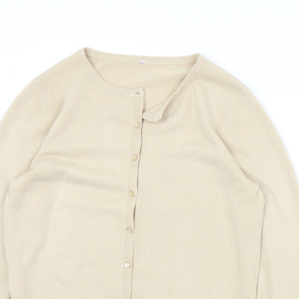 BHS Womens Beige Round Neck  Acrylic Cardigan Jumper Size 10