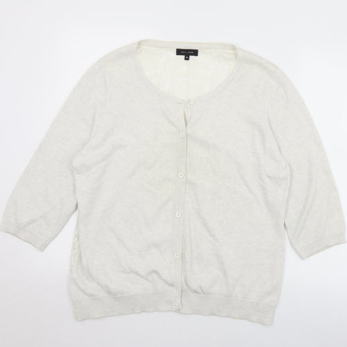 New Look Womens White Round Neck  Polyester Cardigan Jumper Size 18