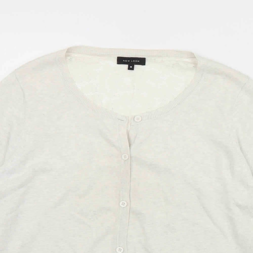 New Look Womens White Round Neck  Polyester Cardigan Jumper Size 18