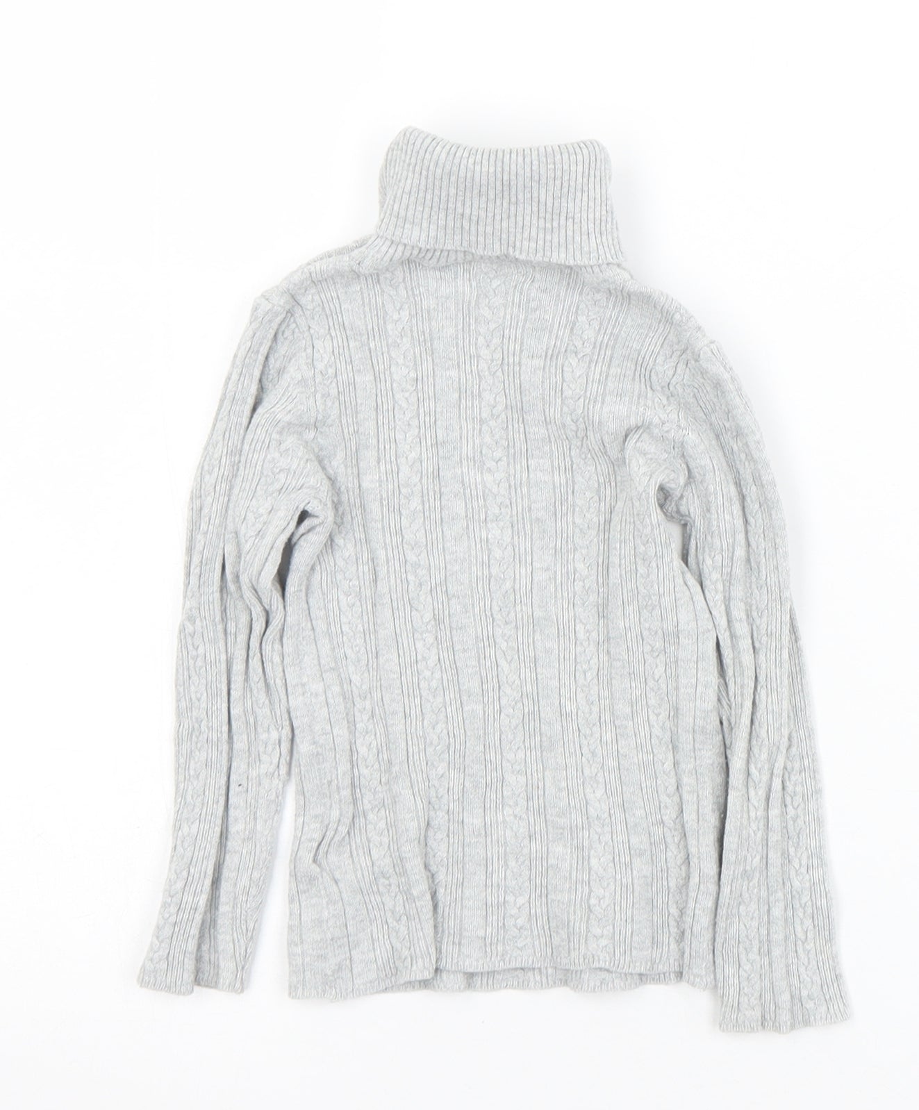 NEXT Girls Grey Roll Neck  Cotton Pullover Jumper Size 2-3 Years