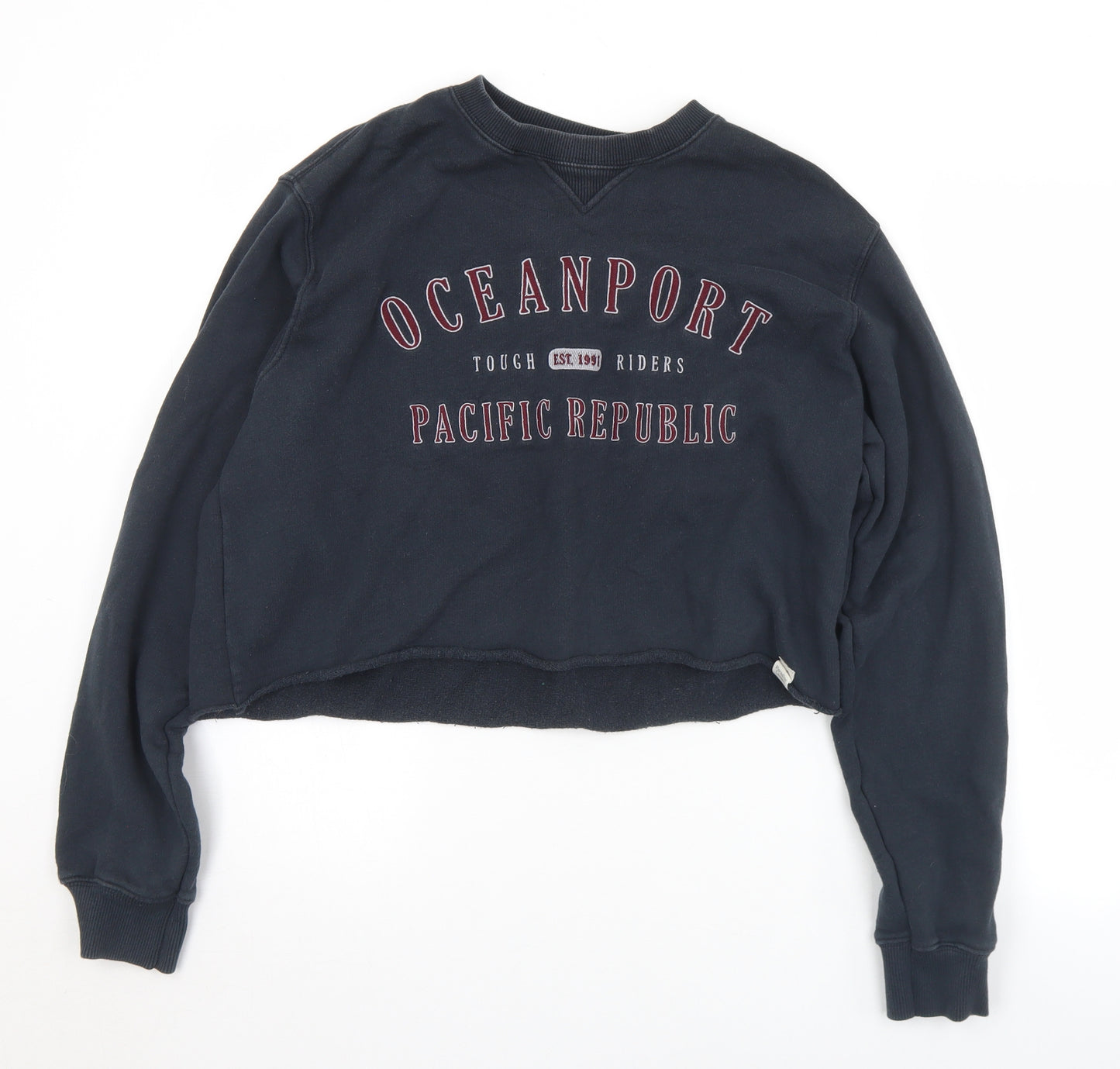 Pull&Bear Womens Black  Cotton Pullover Sweatshirt Size S   - Cropped