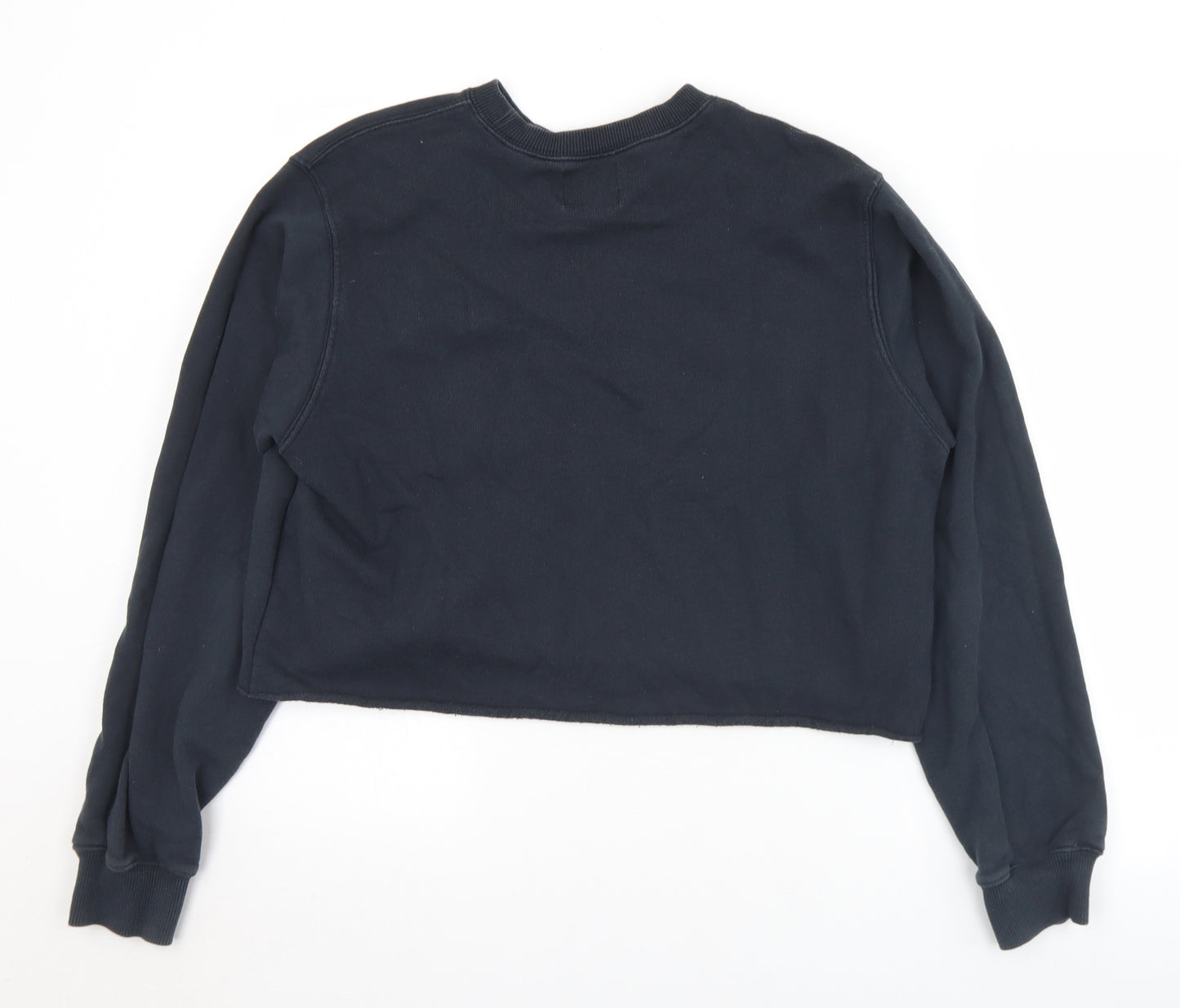 Pull&Bear Womens Black  Cotton Pullover Sweatshirt Size S   - Cropped