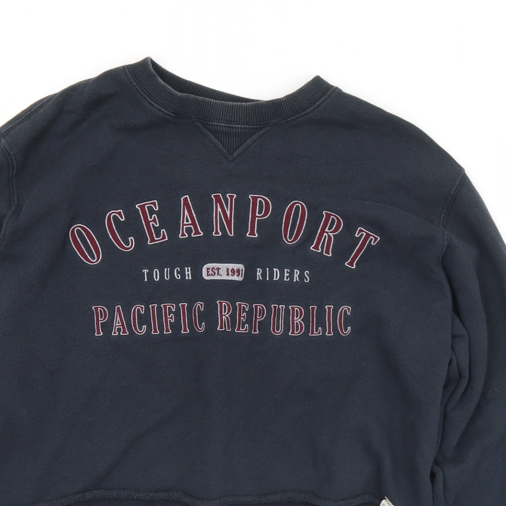 Pull&Bear Womens Black  Cotton Pullover Sweatshirt Size S   - Cropped