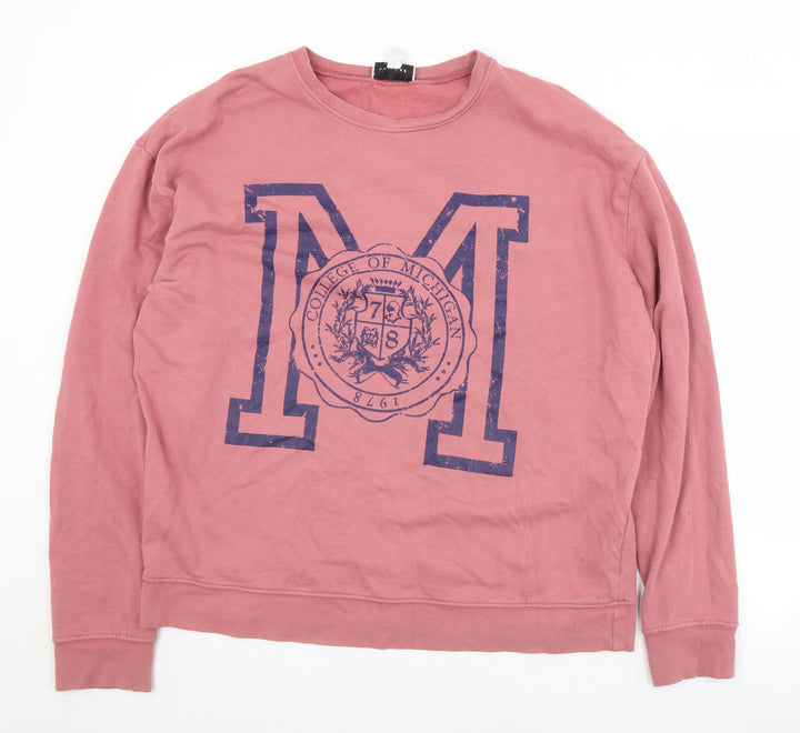 Topshop Womens Pink Cotton Pullover Sweatshirt Size M - Michigan
