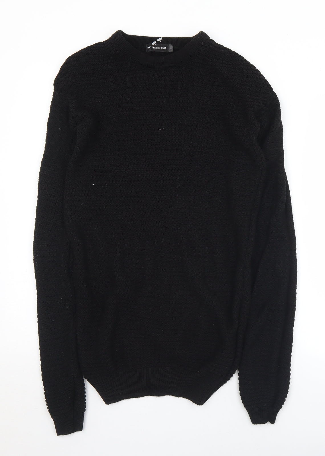 PRETTYLITTLETHING Womens Black Crew Neck  Acrylic Pullover Jumper Size 10