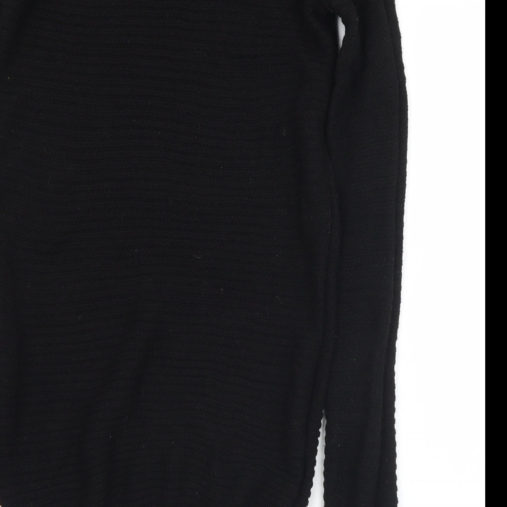 PRETTYLITTLETHING Womens Black Crew Neck  Acrylic Pullover Jumper Size 10
